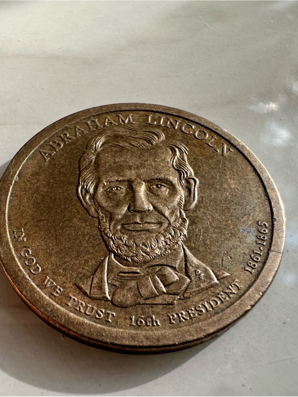 2010 Presidential Dollar Abraham Lincoln Partial /Weak Edge Lettering Mint Error - Picture 2 of 8